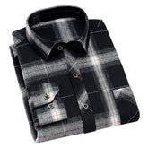Men's Check Lapel Long Sleeve Shirt Black 3