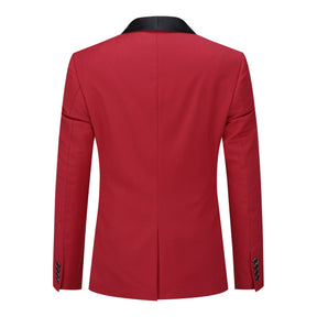 Slim Fit One Button Casual Red 3-Piece Suit