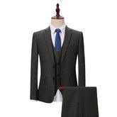 2-Piece Yellow Plaid Two Button Suit Slim Fit Suit Grey