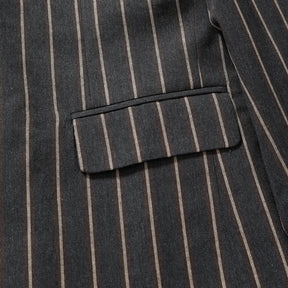 Men's Autumn Plaid Jacket One Button Casual Blazer Dark Grey