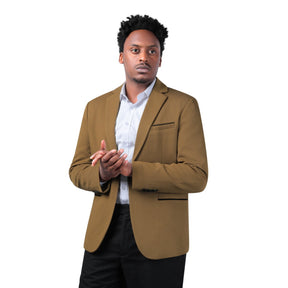 Men's Suit Jacket Slim Fit Coat Business Daily Blazer Coffee