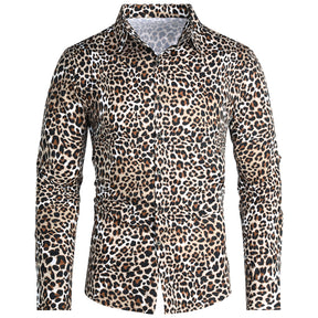Regular Fit Leopard Style Shirt Coffee