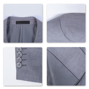 2-Piece Slim Fit 1 Button Dress Suit Large Size Light Grey