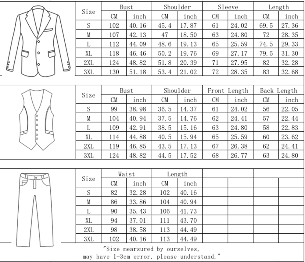 3 Piece Men's Suits One Button Slim Fit Peaked Lapel Tuxedo Wine Red - Cloudstyle