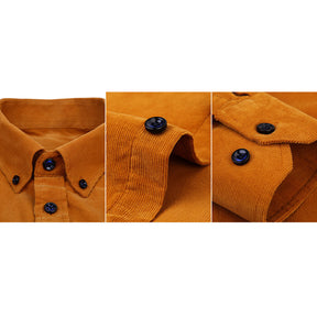Men's Square Collar Solid Color Autumn Thickened Shirt Yellow