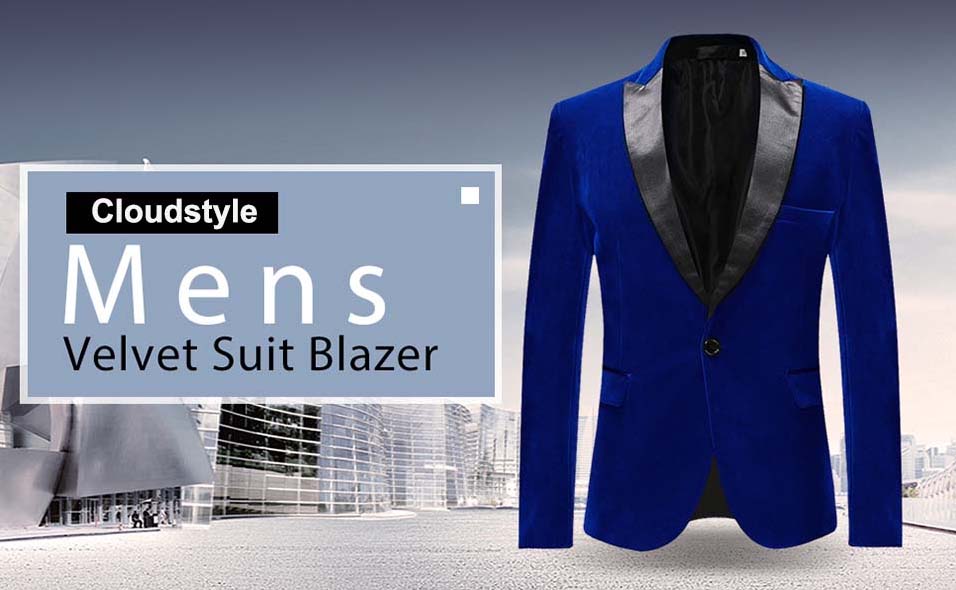 Blue Velvet Fashion Blazer Pleuche Tuxedo Jacket