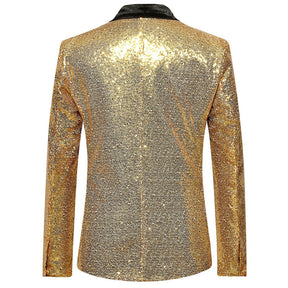 Shiny Sequin Jacket Gold Party Dinner Blazer