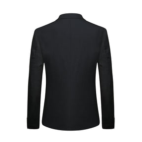 3-Piece Casual Two Button Suit Slim Fit Suit Dark Black