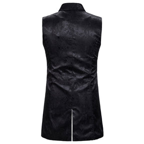 Paisley Dress Vest Floral Sleeveless Tailcoat Black