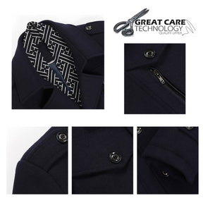 Men's Thick Solid Color Lapel Casual Coat Cotton Navy