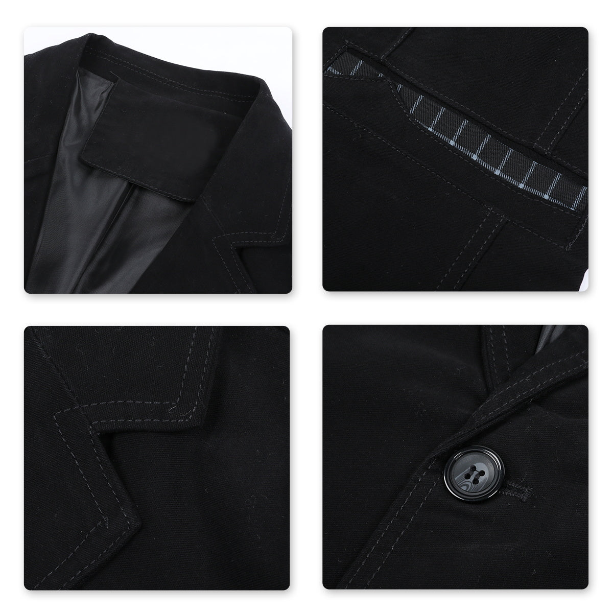 Mens Casual 2 Buttons Autumn Blazer Slim Fit Sport Coat Black