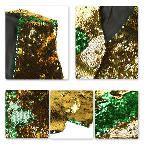 Slim Fit Shiny Sequins Vest Green