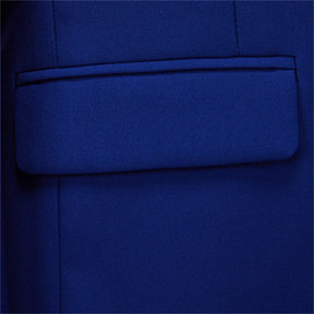 Men's Solid Color Double Breasted Business Suit Blue