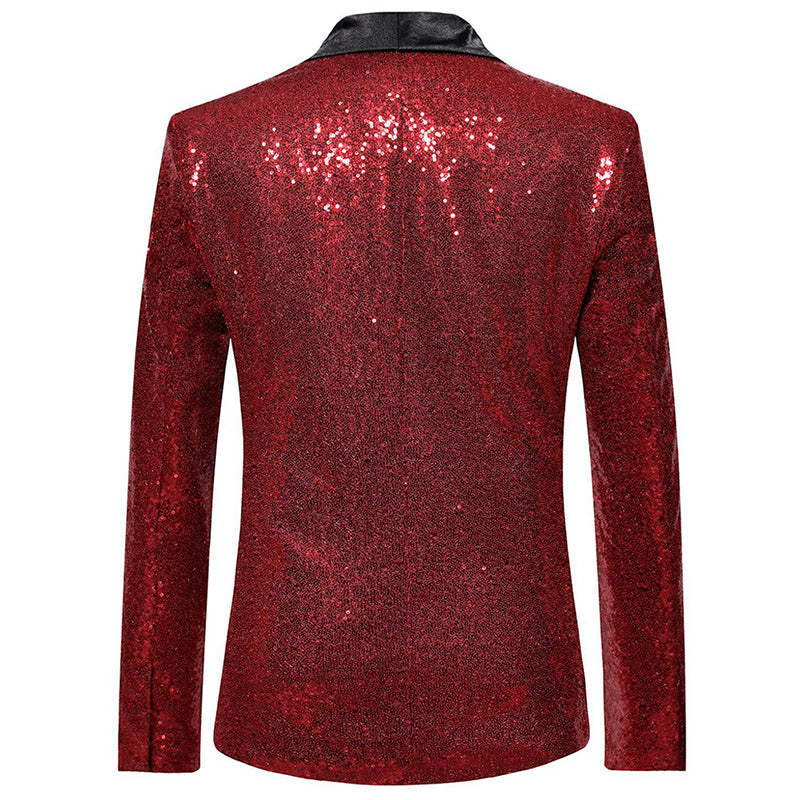 Shiny Sequin Jacket Red Party Dinner Blazer