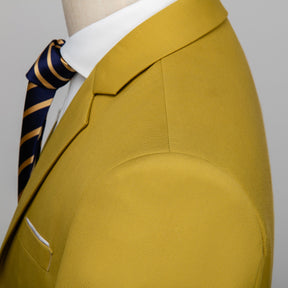 Men's Two-Button Back Slit Lapel Collar 3-Piece Suit Straw Yellow
