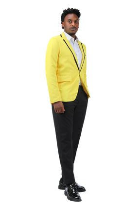 Men's One Button Solid Color Casual Blazer Yellow