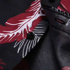 Slim Fit Long-Sleeve Shirt Red Leaves