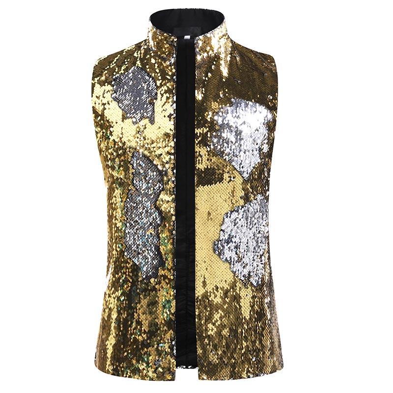 Slim Fit Sequin Show Vest Gold