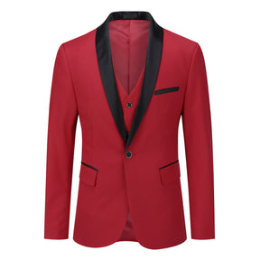 Slim Fit One Button Casual Red 3-Piece Suit