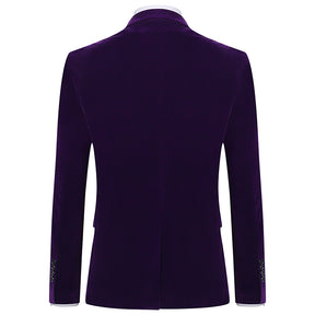 Slim Fit 2-Piece Purple Pleuche Velvet Tuxedo Suit