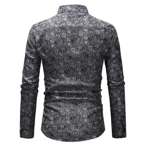 Slim Fit Grey Floral Casual Shirt