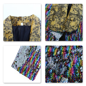 Slim Fit Motley Shiny Sequin Coat 2 Styles