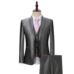 Silver Grey Suit Slim Fit 3-Piece Casual Suit