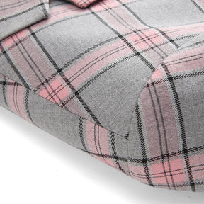 Men's Plaid Notch Lapel Collar One Button Blazer Pink