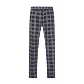 Men's Plaid Print Straight Casual Trousers Grey