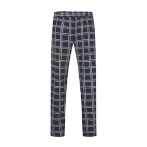 Men's Plaid Print Straight Casual Trousers Grey