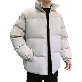 Men's Solid Color Stand Collar Cotton Coat White