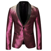 Magic Burgundy Tuxedo Jacket Luxury Prom Blazer