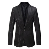 Men's Printed Single Breasted Slim Fit Blazer Black