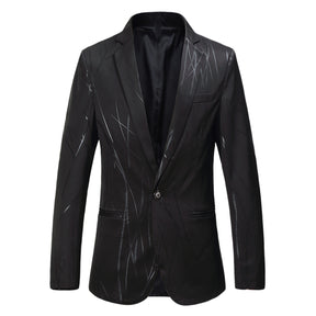 Men's Printed Single Breasted Slim Fit Blazer Black