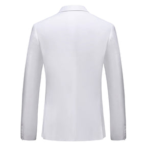 3-Piece Mens Solid Color Two-Button Double-Breasted Suit Set White