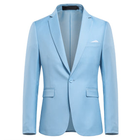 Mens Solid Color One Button Single Breasted Blazer Baby Blue