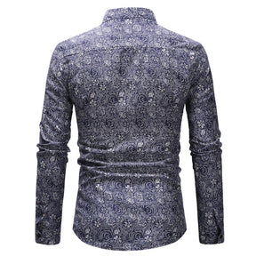 Slim Fit DarkBlue Floral Casual Shirt