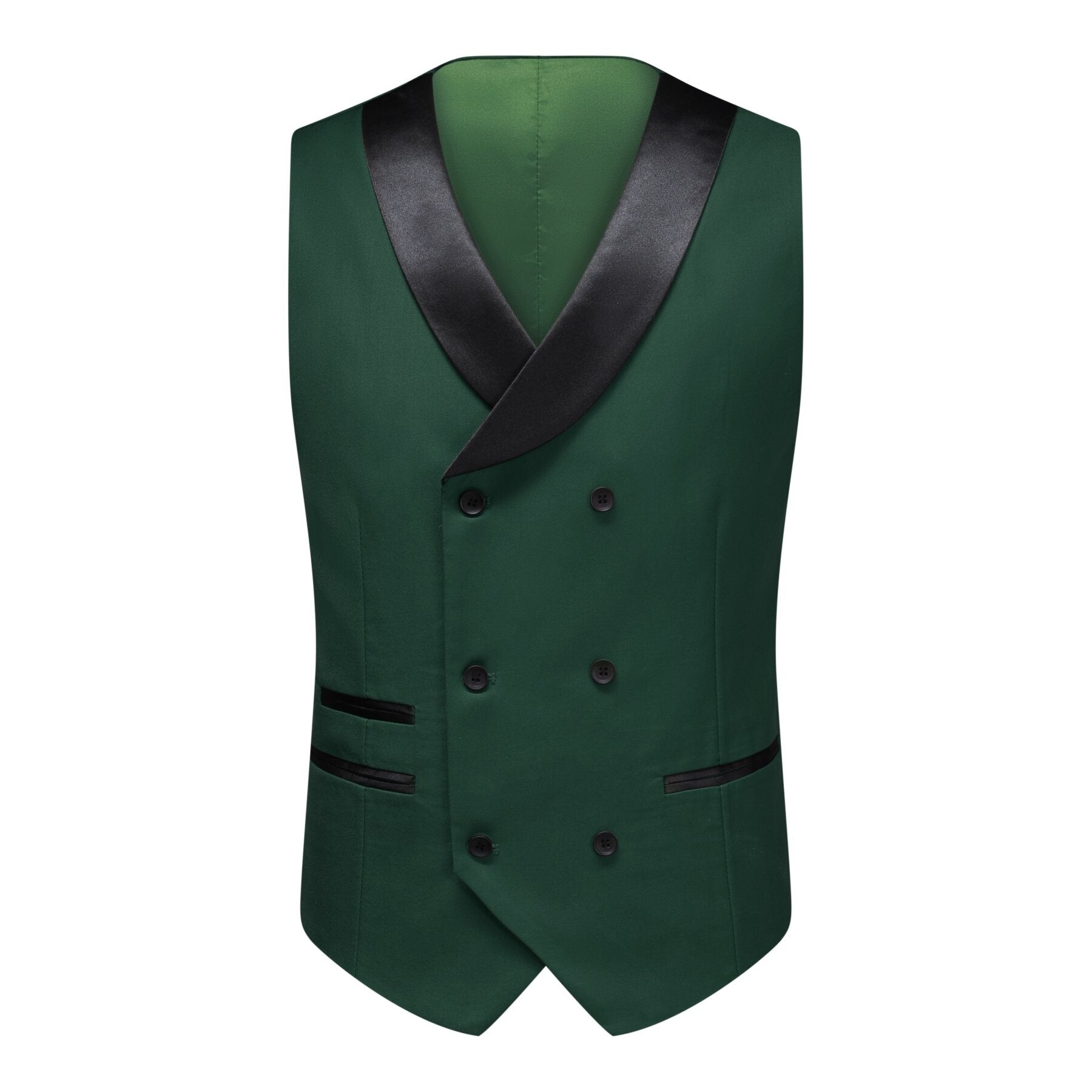 3-piece Men's Solid Color Notched Lapel Back Center Vent Suit Green